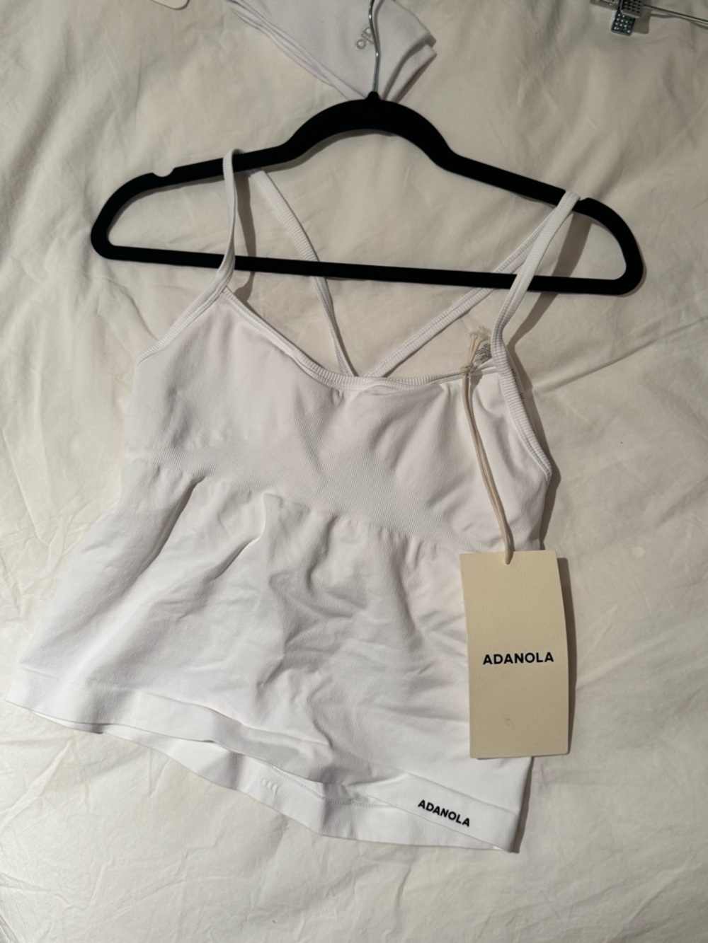Adanola White Ribbed Strappy V-Neck Camisole